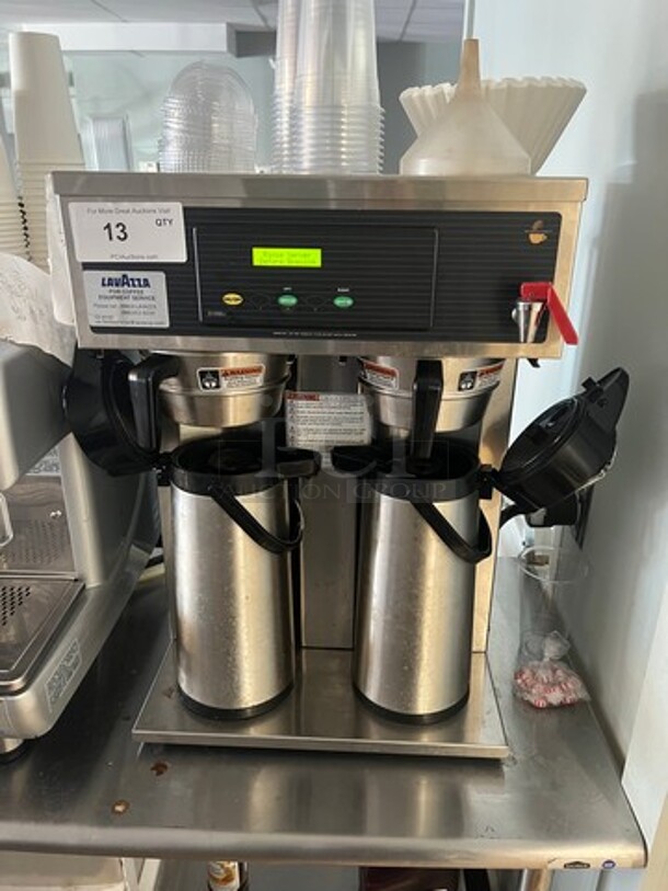 Curtis Commercial Countertop Dual Coffee Brewing Machine! With Hot Water Dispenser! All Stainless Steel! WORKING WHEN REMOVED! Model: D1000GT63A000 SN: 13536322 120/220V 60HZ 1 Phase