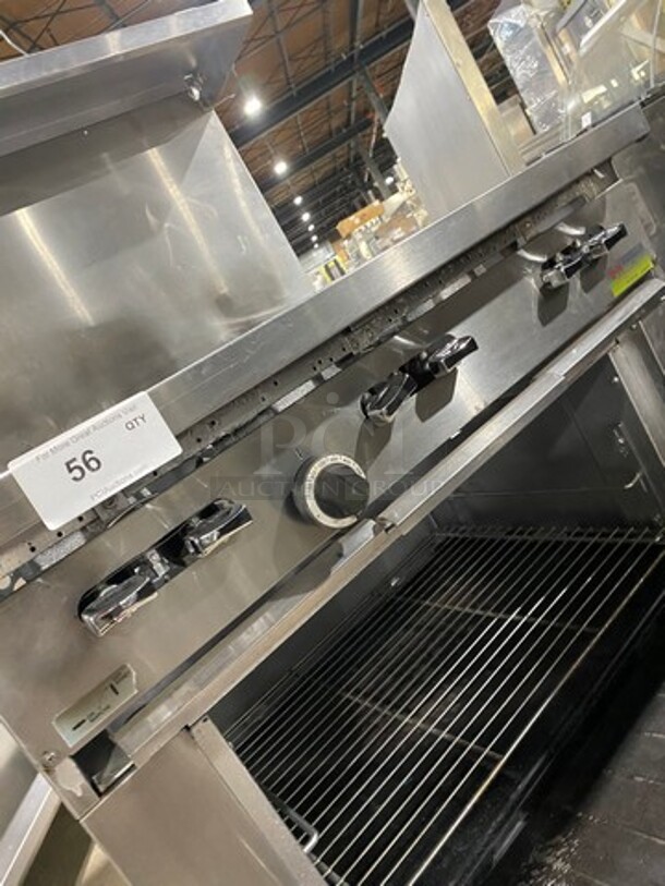 Sunfire Commercial Natural Gas Powered 6 Burner Stove! With Raised Back Splash And Salamander Shelf! With Oven Underneath! All Stainless Steel! On Casters! - Image 7 of 8