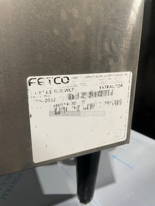 Fetco Stainless Steel Commercial Countertop Twin Station Coffee Brewer! With Hot Water Dispenser! On Legs! Model: CBS-2032!  - Image 5 of 8