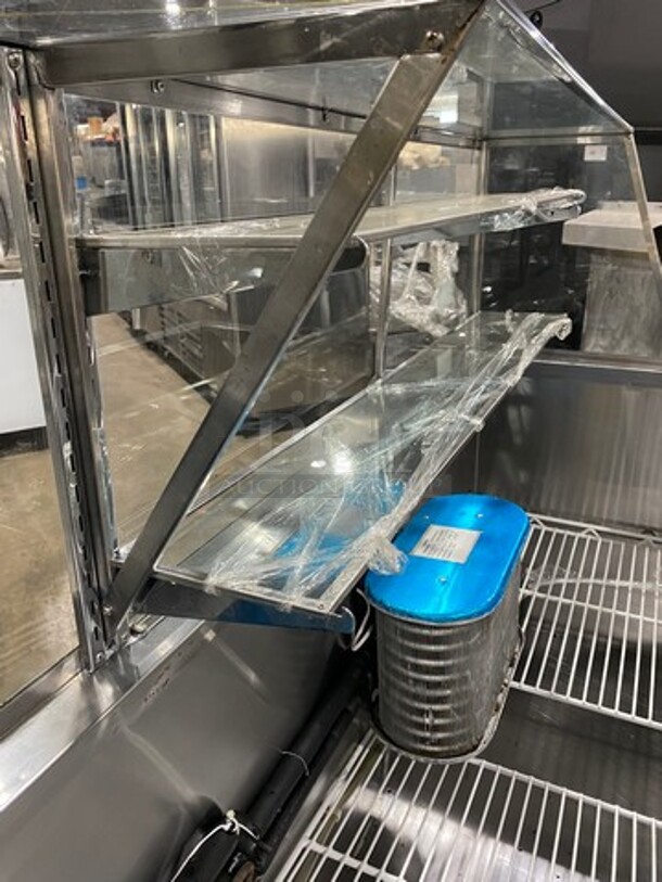 LATE MODEL! 2018 Leader Commercial Refrigerated Food Serving Station Counter/ Cold Pan! With Sneeze Guard! Stainless Steel Body! On Casters! Model: LM96SB SN: AB03M3002 115V 60HZ 1 Phase - Image 10 of 11
