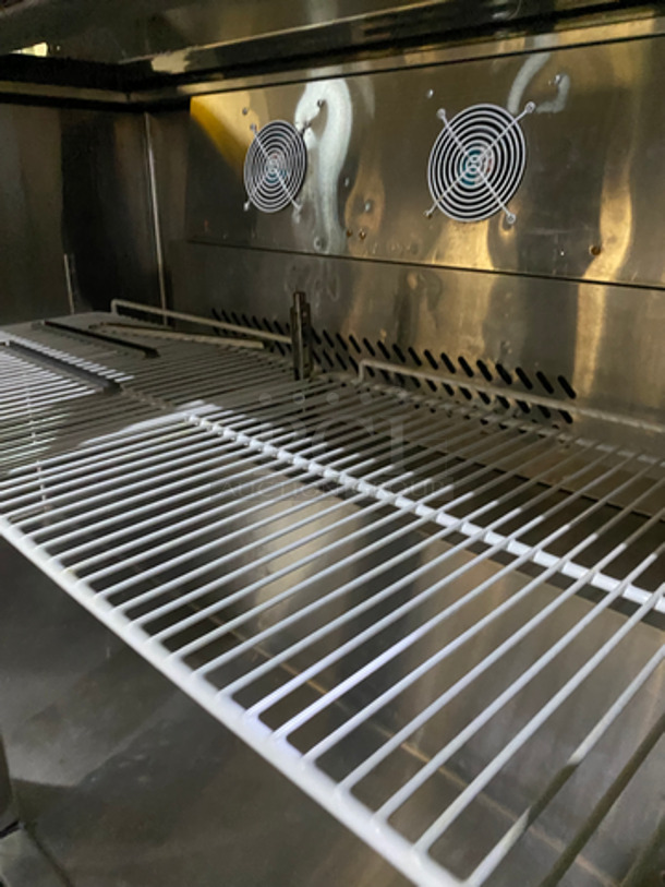 LATE MODEL! 2017 Bison Commercial Refrigerated Sandwich Prep Table! With Cutting Board! With 2 Door Storage Area Underneath! Poly Coated Racks! All Stainless Steel!  On Casters! Model: BST48 SN: BST4800317051000K80026 115V 60HZ 1 Phase - Image 6 of 10