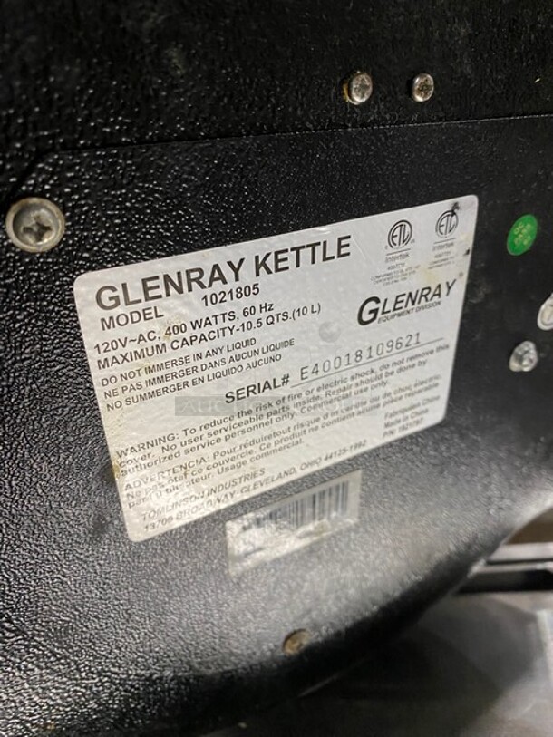 Glenray Commercial Countertop Food Warmer Soup Kettle! Holds Up To 10.5 Qt! Model: 1021805 SN: E40018109621 120V - Image 6 of 7