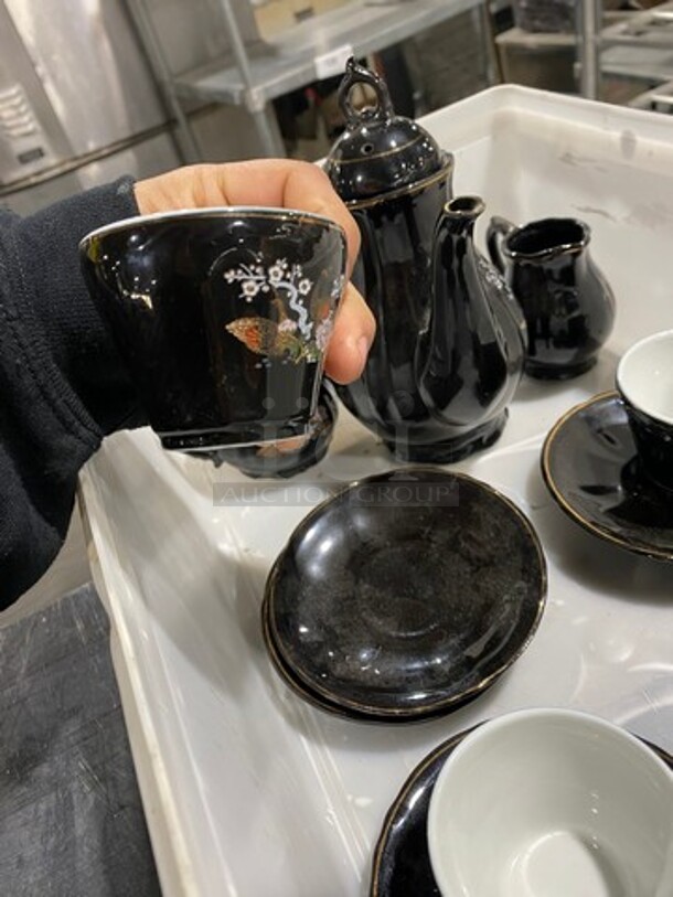 CUTE! ALL ONE MONEY! Complete Tea Set! Includes, Tea Pot With Lid, Sugar Bowl With Lid, Creamer Pitcher, 4 Teacups With Saucers! - Image 8 of 12