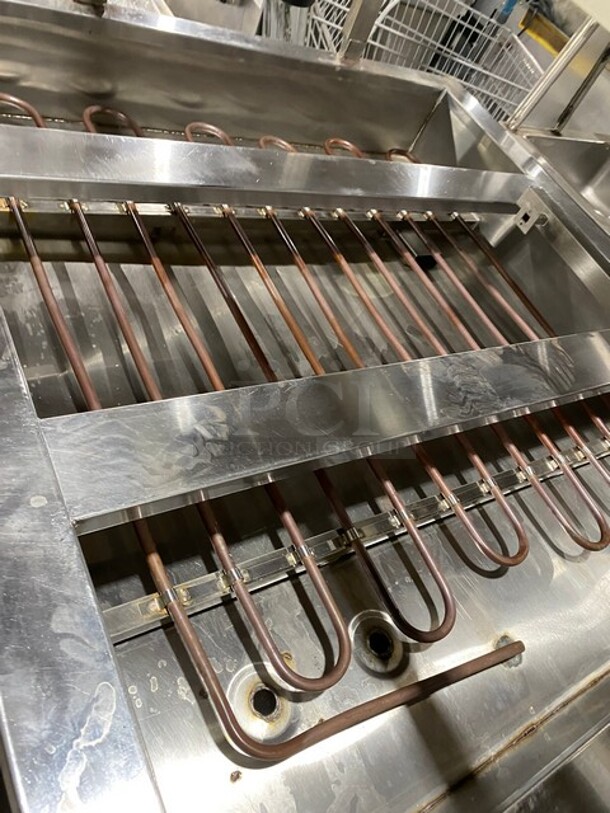 All Stainless Steel Custome Made Island Style Steam Table With Sneeze Guard! Half Gas Half Electric Powered! With Underneath Storage Space!  - Image 5 of 9