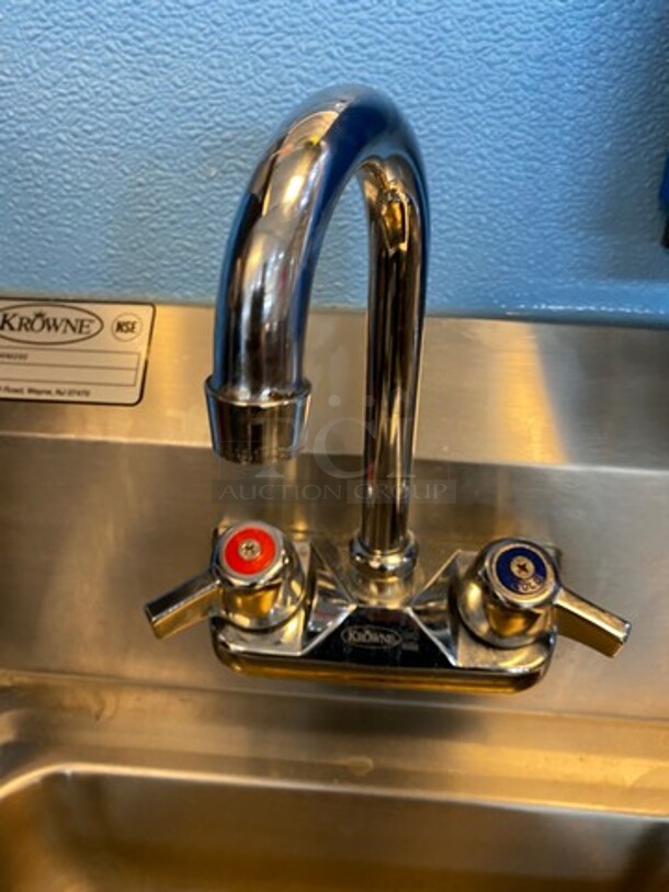 Krowne Commercial Stainless Steel Hand Sink! With Back Splash! With Faucet And Handles! Model: WM200 - Image 5 of 7