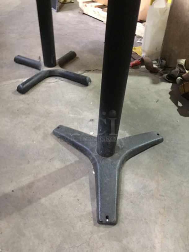 Maroon Top And Blue Green Top Square Tables! With Black Metal Base! 2x Your Bid! - Image 3 of 5
