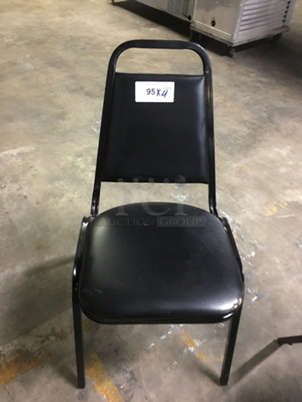 All Black Patted Square Chairs! With Metal Body! 4x Your Bid! - Image 6 of 6