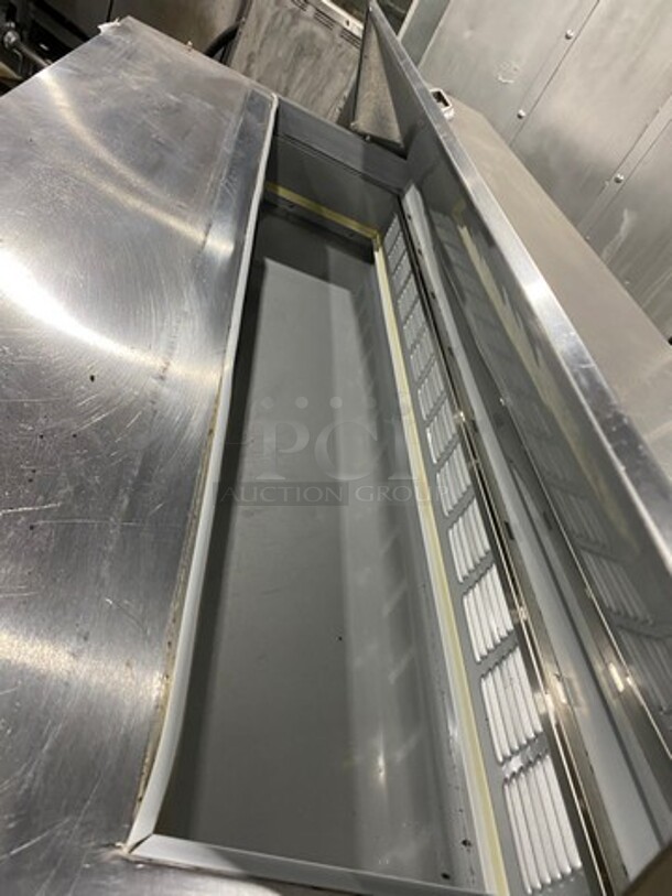 Beverage Air Commercial Refrigerated Mega Top Sandwich Prep Table! With 2 Door Storage Space Underneath! Poly Coated Racks! All Stainless Steel! On Casters! Model: SPE6016 SN: 10904853 115V 60HZ 1 Phase - Image 8 of 9