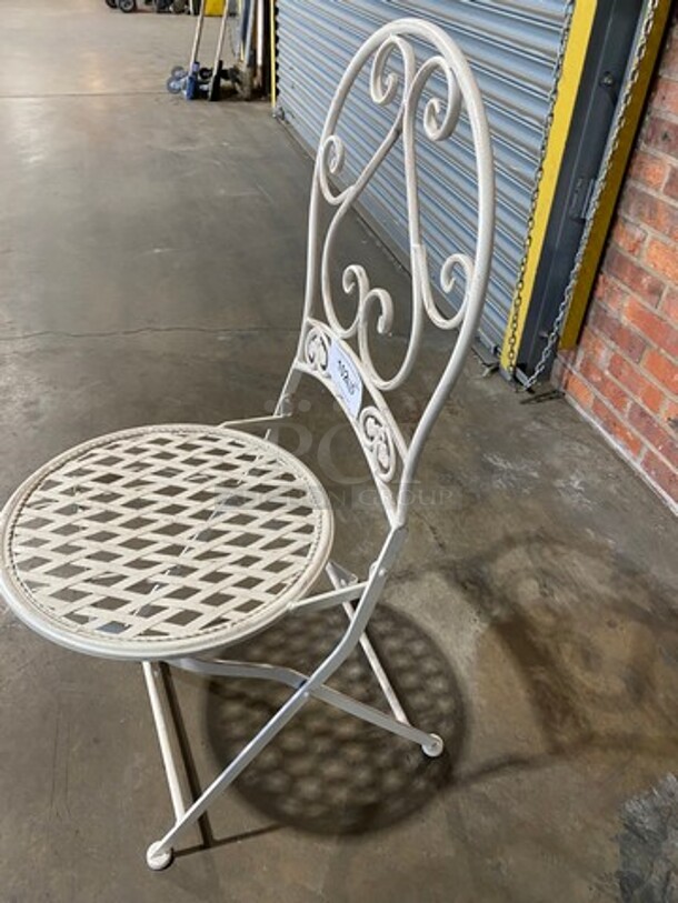 White Metal Foldable Patio Chairs! 10x Your Bid! - Image 3 of 6