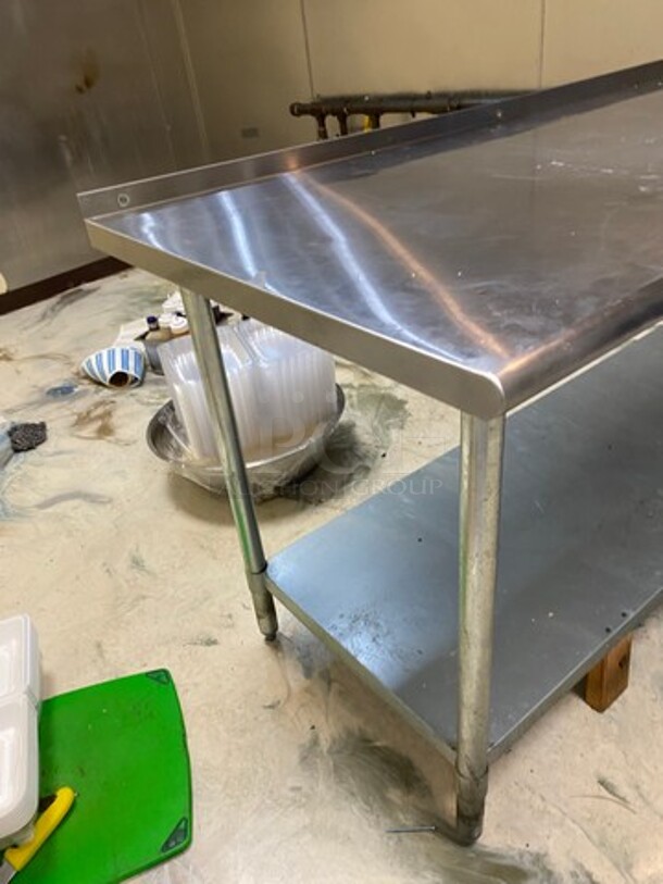 Solid Stainless Steel Work Top/ Prep Table! With Back Splash! With Mounted Can Opener! On Legs! - Image 2 of 7