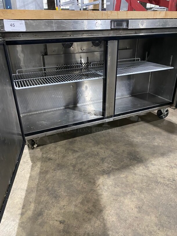 Migali Commercial 2 Door Lowboy/Worktop Cooler! With Butcher Block Top! All Stainless Steel! On Casters! Model: CU60R SN: CU60R15092692008 115V 60HZ 1 Phase - Image 5 of 10
