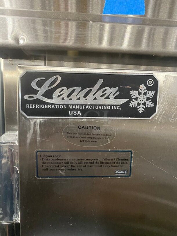 Leader Stainless Steel Commercial 2 Door Reach In Cooler w/ Poly Coated Racks! On Casters! Model ESLR48 S/C SN: NP12M0801A 115 Volts, 1 Phase - Image 9 of 11