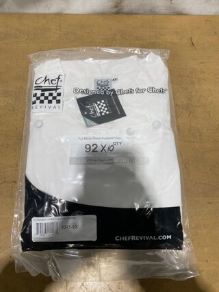 NEW! Chef Revival 4X White Chef Coats! 10X Your Bid! 