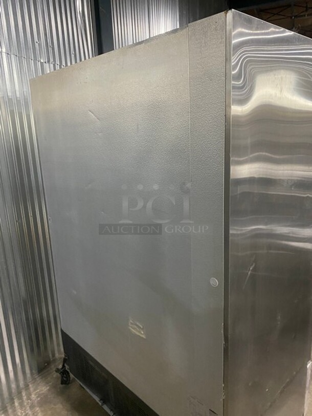 Summit Stainless Steel Commercial 2 Door Reach In Cooler w/ Poly Coated Racks on Commercial Casters! MODEL SCRR490 115V  - Image 3 of 11