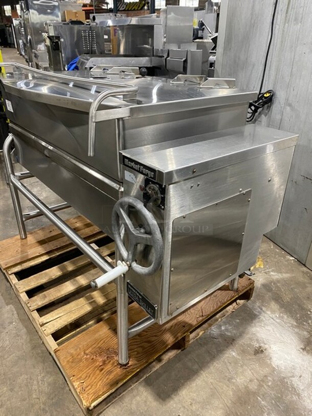 WOW! Market Forge Commercial Natural Gas Powered Tilted Braising Pan/Ultra Tilt Skillet! All Stainless Steel! On Legs! 115V 1 Phase! Model: 1300-2! Working When Removed!  - Image 2 of 8
