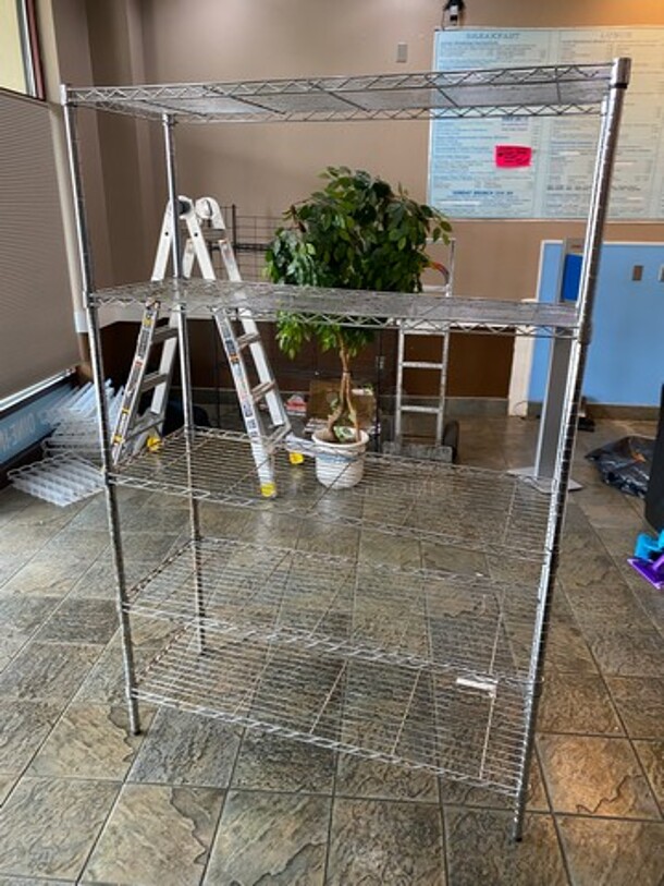 Commercial Metal 5 Tier Shelf! On Legs! BUYER MUST DISMANTLE! PCI CANNOT DISMANTLE FOR SHIPPING! PLEASE CONSIDER FREIGHT CHARGES! - Image 3 of 5