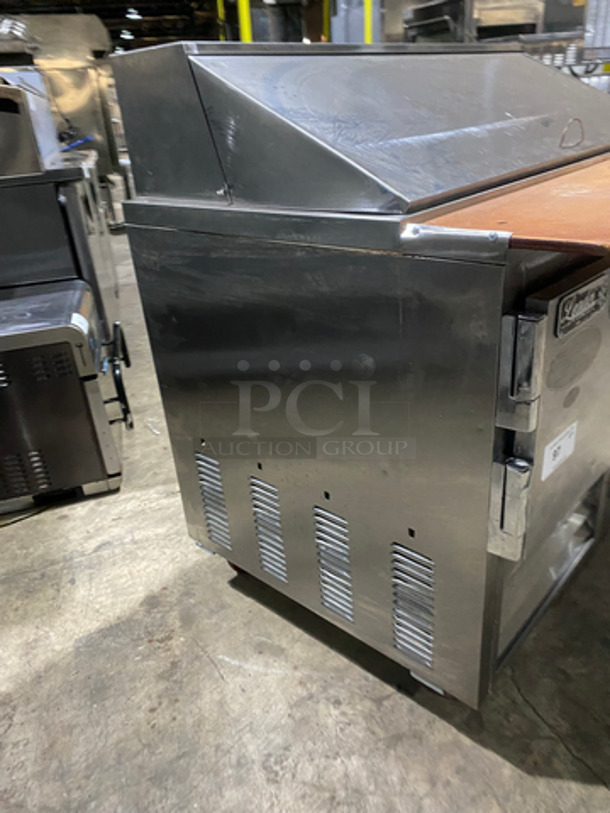 Leader Commercial Refrigerated Sandwich/Salad Prep Table! With Wooden Cutting Board! With 2 Door Storage Space Underneath! With Poly Coated Rack! All Stainless Steel! On Casters! Model: LM48 SN: GZ12M0807B 115V 60HZ 1 Phase - Image 2 of 9