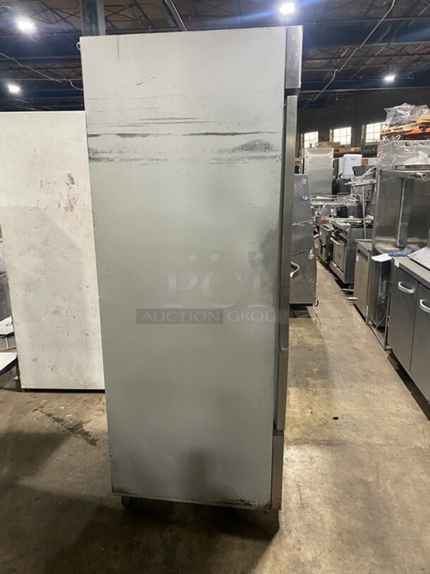BEAUTIFUL! Beverage Air Commercial Single Door Reach In Refrigerator! With Poly Coated Racks! All Stainless Steel! Model KR241AS Serial 5026859! 115V 1Phase! WORKING WHEN REMOVED! - Image 3 of 9
