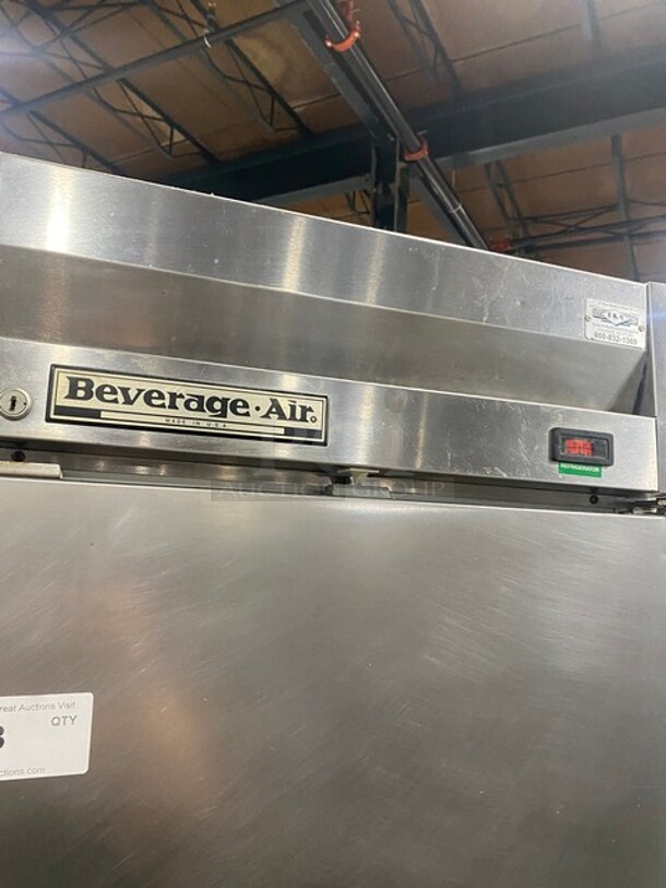 BEAUTIFUL! Beverage Air Commercial Single Door Reach In Refrigerator! With Poly Coated Racks! All Stainless Steel! Model KR241AS Serial 5026859! 115V 1Phase! WORKING WHEN REMOVED! - Image 8 of 9