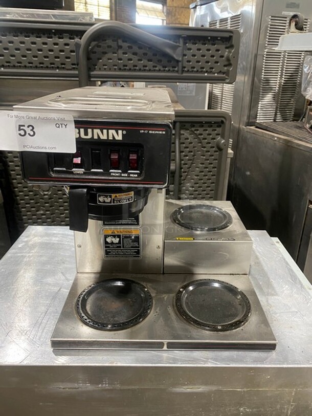 Bunn! Bunn CWTStainless Steel Commercial Countertop 3 Burner Coffee Machine Warmer!MN:VP17-3  120 Volts, 1 Phase! - Image 1 of 8