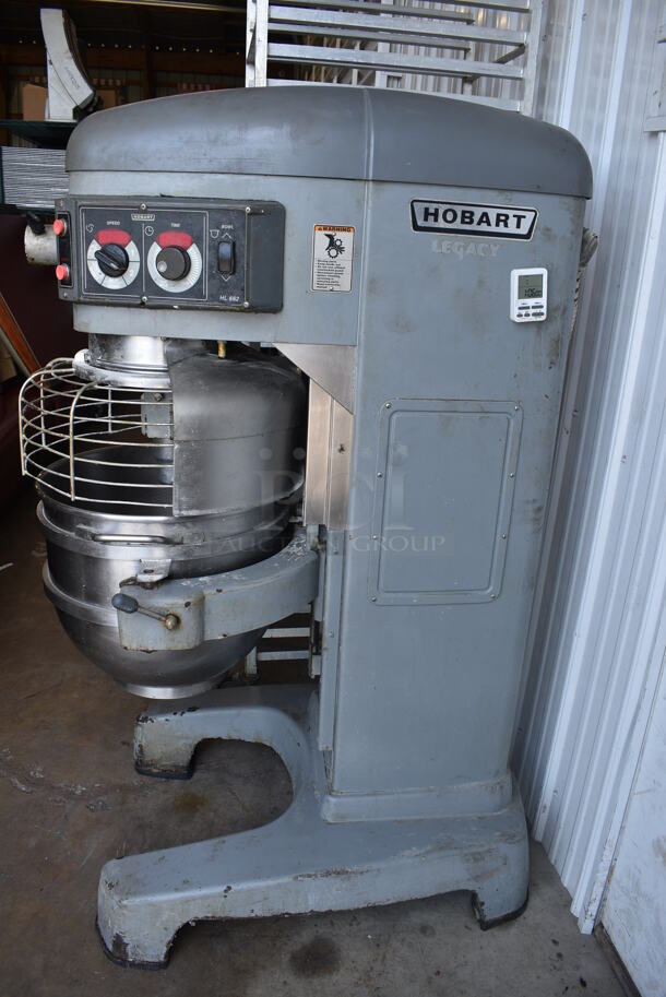 Hobart Legacy Model HL662 Metal Commercial 60 Quart Planetary Dough Mixer w/ Stainless Steel Mixing Bowl, Bowl Guard and Dough Hook Attachment. 200-240 Volts, 1/3 Phase. 29x39x62   - Image 2 of 10