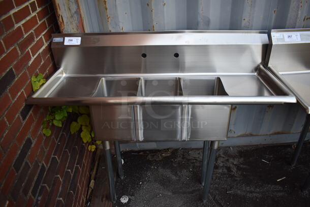 BRAND NEW SCRATCH AND DENT! KoolMore SC101410-1283 Stainless Steel Commercial 3 Bay Sink w/ Dual Drain Boards. 54x20x45. Bays 10x14x10