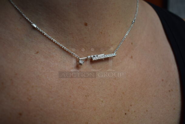BRAND NEW! Ladies 14K White Gold Geometric Diamond Necklace - Image 1 of 4
