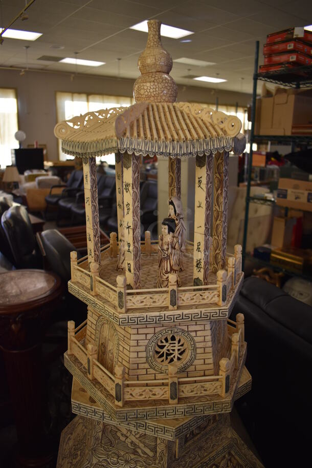 2 VINTAGE Hand Carved Chinese Bone Statues That Weave a Tale of Women Waiting for Their Warriors To Return Home and Warriors Being at War and Reminiscing About the Pleasures of Home. 2 Times Your Bid! - Image 3 of 10