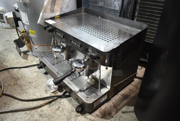 Monika Stainless Steel Commercial Countertop 2 Group Espresso Machine w/ Portafilter and 2 Steam Wands. 115/220 Volts, 1 Phase.  - Image 4 of 5