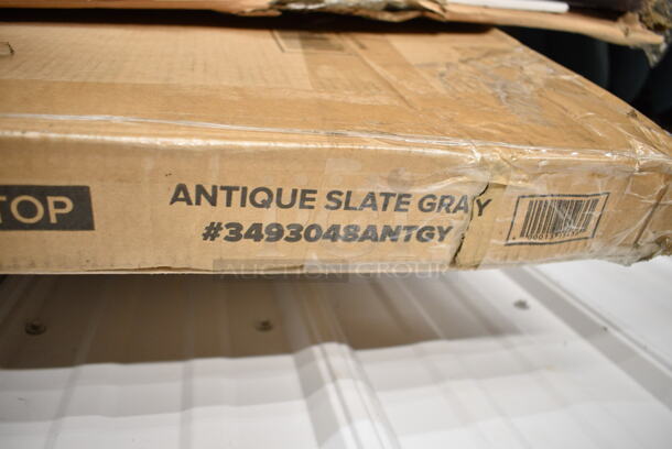 BRAND NEW SCRATCH AND DENT! Lancaster Table and Seating 3493048ANTGY Industrial 30" x 48" Solid Wood Live Edge Table Top with Antique Slate Gray Finish - Image 2 of 3