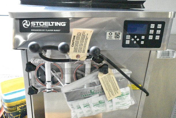 BRAND NEW SCRATCH AND DENT! 2024 Stoelting F131-38I2-SAMS Stainless Steel Commercial Air Cooled Countertop 2 Flavor w/ Twist Soft Serve Ice Cream Machine. 208-240 Volts, 1 Phase. - Image 5 of 7