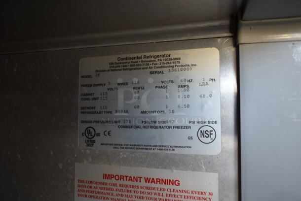 Continental 2F Stainless Steel Commercial Reach In Freezer w/ Poly Coated Racks on Commercial Casters. 115 Volts, 1 Phase. Tested and Working! - Image 8 of 8