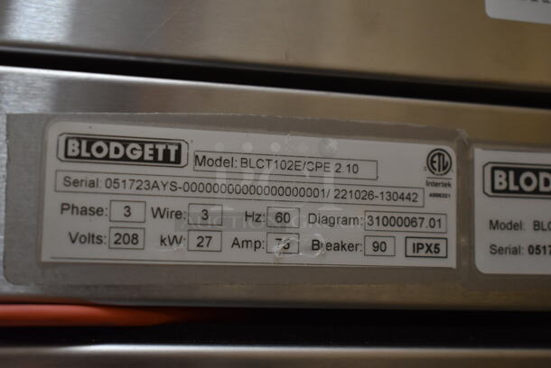 BRAND NEW SCRATCH AND DENT! Blodgett BLCT102E/CPE 2.10 Stainless Steel Commercial Electric Powered Combi Convection Oven w/ View Through Door, Metal Oven Racks and Stand. 208 Volts, 3 Phase.  - Image 8 of 9