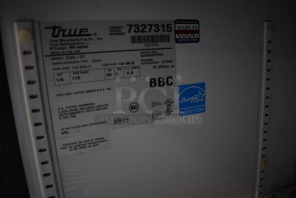 2012 True TUC-27 ENERGY STAR Stainless Steel Commercial Single Door Undercounter Cooler on Commercial Casters. 115 Volts, 1 Phase. 27.5x30x33.5. Tested and Working! - Image 5 of 5