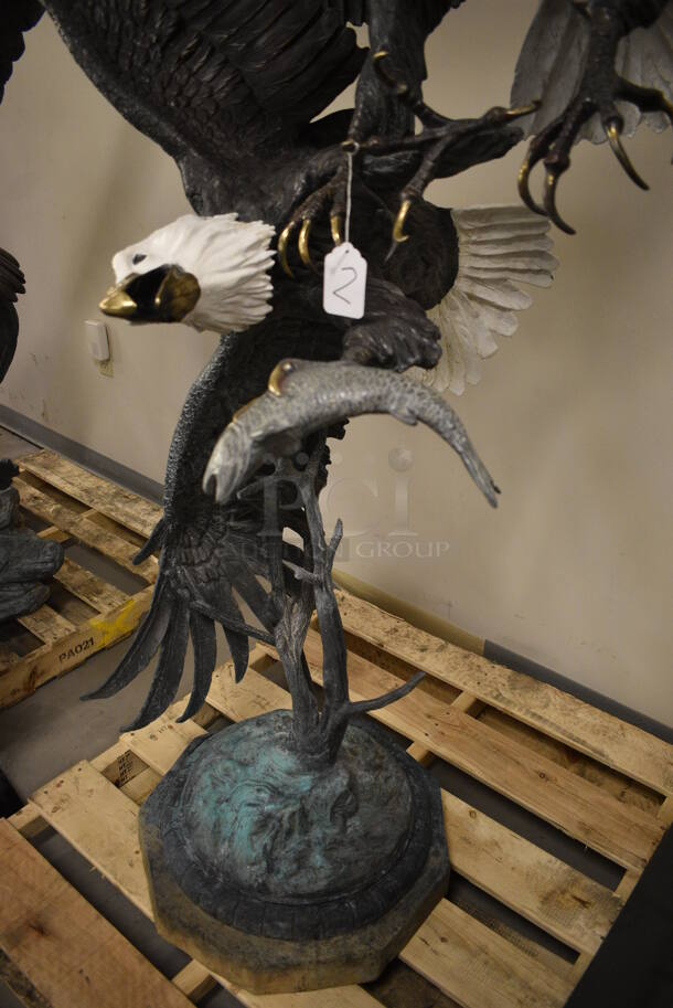 GLORIOUS Cast Bronze Statue of 2 Eagles Fighting Over a Fish - Image 7 of 7