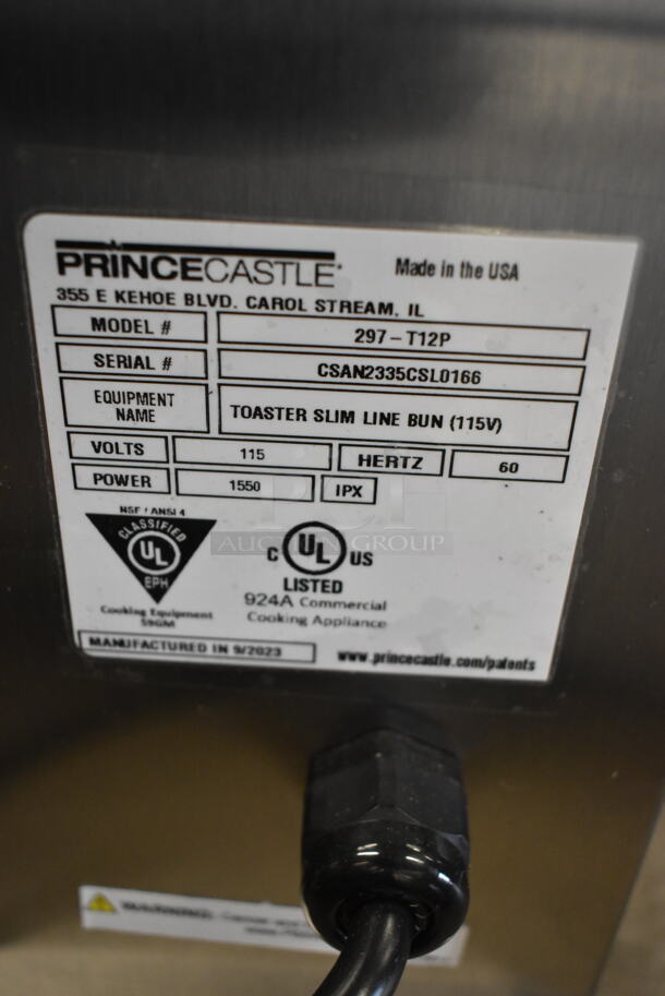 BRAND NEW SCRATCH AND DENT! 2023 Prince Castle 297-T12P Stainless Steel Commercial Countertop Vertical Contact Toaster. 115 Volts, 1 Phase. Tested and Working! - Image 6 of 6