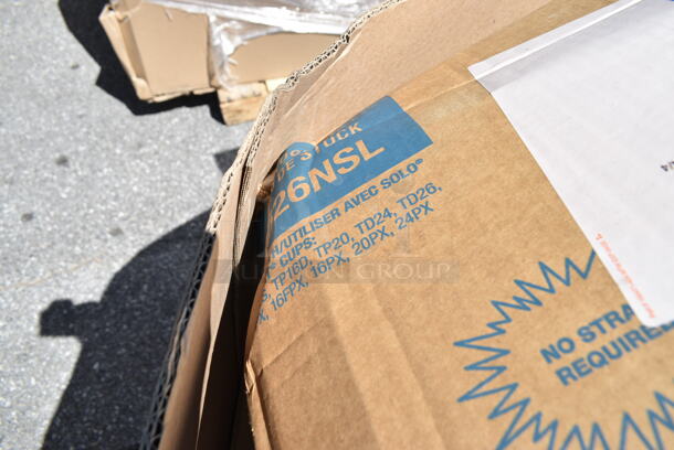 PALLET LOT of 15 BRAND NEW Boxes Including 2 Box 500TO10103C3 Choice Microwavable Plastic Hinged Container, 176FT1014BL Choice 10" x 14" Blue Plastic Fast Food Tray - 24/Case, Dart 8J8 8 oz. White Customizable Foam Cup, 130WSPOON Choice Medium Weight White Plastic Teaspoon - 1000/Case, Solo Ultra Clear Plastic Squat Cold Cup, 612FTL1230 Choice Foil Steam Table Pan Lid - Third Size - 100/Case, Edlund 12100 Old Reliable® #2® Manual Can Opener with Plated Steel Base. 15 Times Your Bid!  - Image 11 of 12