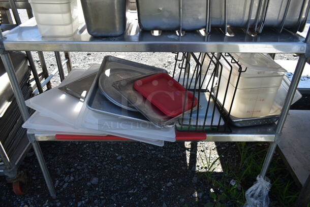 Metal 4 Tier Shelving Unit w/ Contents Including Stainless Steel Drop In Bins.  - Image 3 of 6