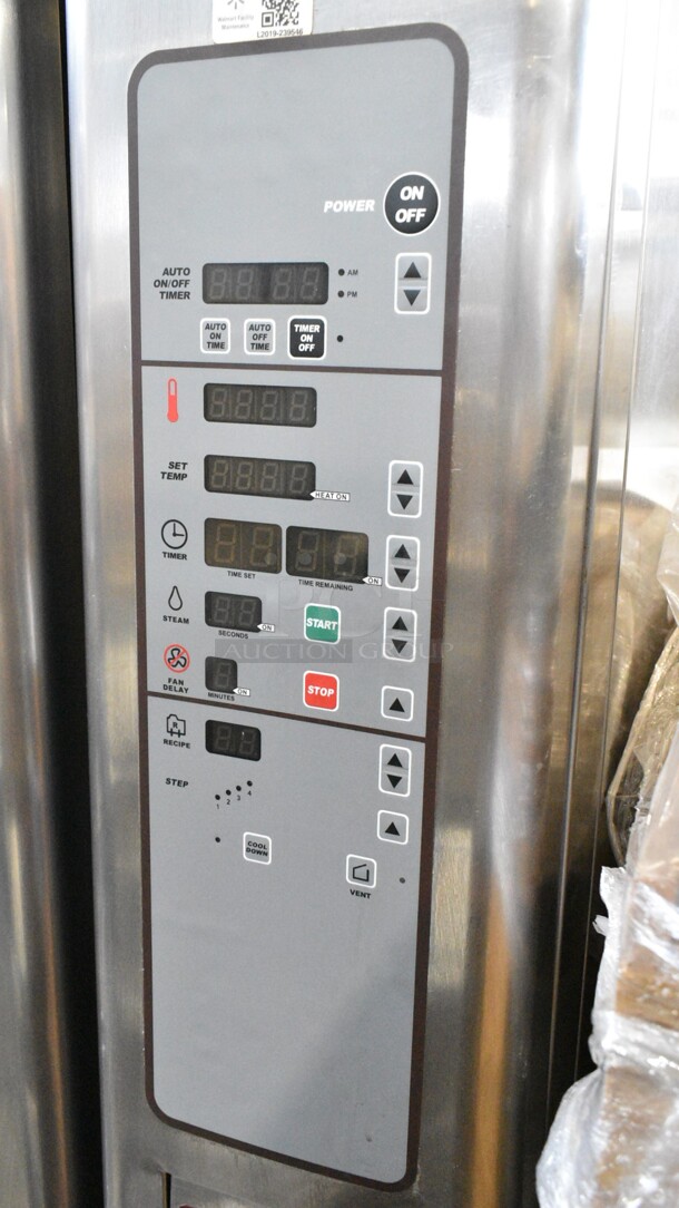 Baxter OV310G Stainless Steel Commercial Natural Gas Powered Mini Rotating Rack Oven w/ Lower Double Pan Rack on Commercial Casters. 95,000 BTU.  - Image 3 of 7