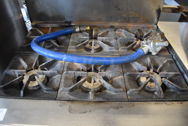 Imperial Stainless Steel Commercial Natural Gas Powered 6 Burner Range w/ Oven, Over Shelf and Back Splash. Comes w/ Gas Hose!  - Image 6 of 6