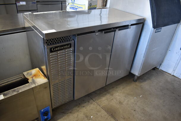 2015 Continental BBC50S-S5 Stainless Steel Commercial 2 Door Undercounter Cooler on Commercial Casters. 115 Volts, 1 Phase. Tested and Working!