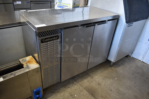2015 Continental BBC50S-S5 Stainless Steel Commercial 2 Door Undercounter Cooler on Commercial Casters. 115 Volts, 1 Phase. Tested and Working! - Image 1 of 8