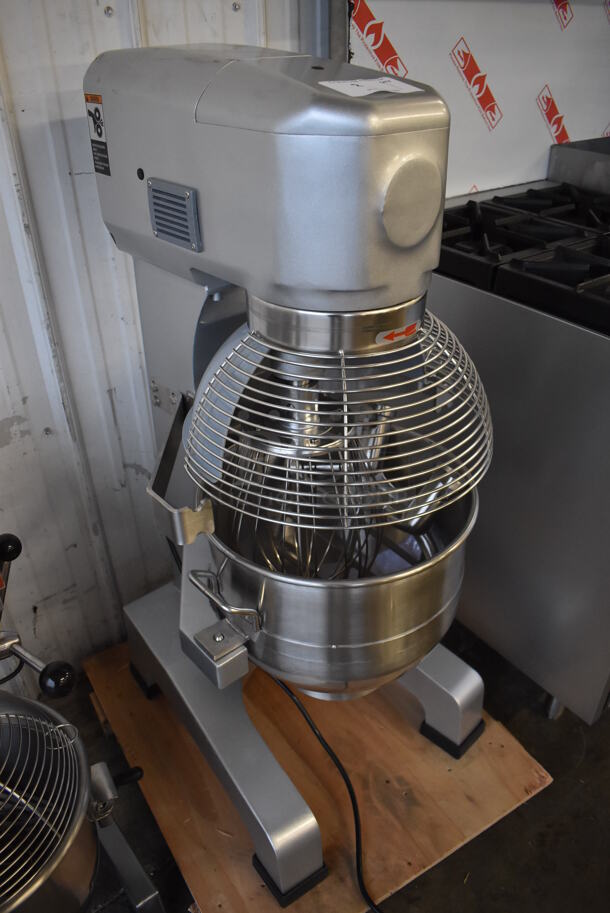 BRAND NEW SCRATCH AND DENT! Galaxy 177GMIX30 Metal Commercial Floor Style 30 Quart Planetary Dough Mixer w/ Stainless Steel Mixing Bowl, Bowl Guard, Dough Hook, Balloon Whisk and Paddle Attachments. 110 Volts, 1 Phase. 20x26x48. Tested and Working! - Image 4 of 11