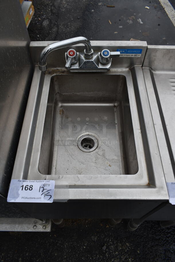 BK Series Stainless Steel Commercial Single Bay Sink w/ Faucet and Handles.  - Image 2 of 4
