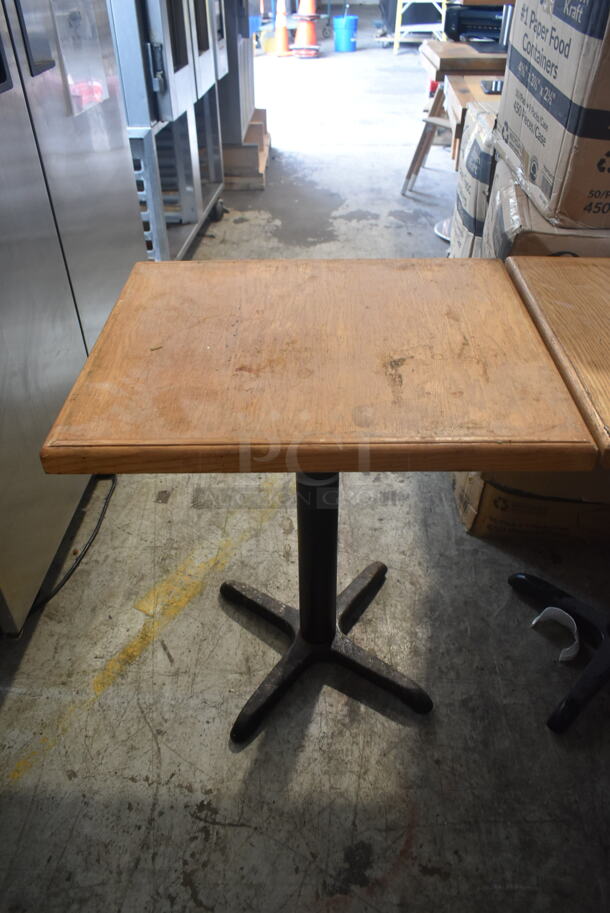 2 Wooden Dining Height Table on Black Finish Metal Table Base. 2 Times Your Bid! - Image 2 of 4
