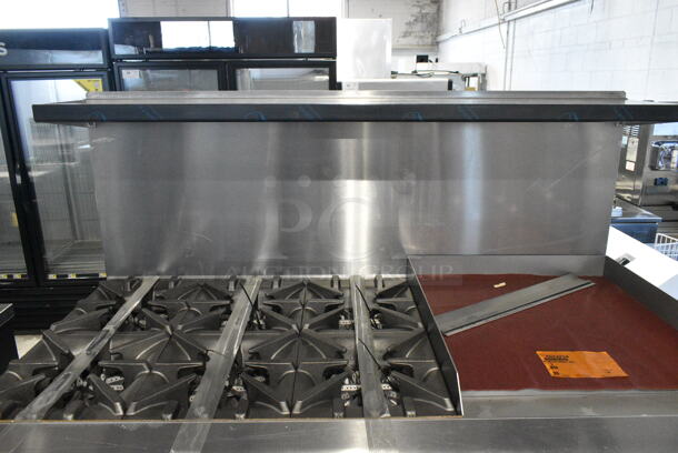 BRAND NEW! 2023 Garland G60-6G24CR Stainless Steel Commercial Floor Style Natural Gas Powered 6 Burner Range w/ Right Side Flat Top Griddle, 2 Ovens, Over Shelf and Back Splash. - Image 8 of 12