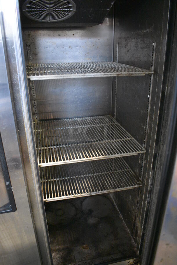 Turbo Air Model M3R47-2 Stainless Steel Commercial 2 Door Reach In Cooler w/ Poly Coated Racks on Commercial Casters. 115 Volts, 1 Phase. 52x31x83. Tested and Powers On But Does Not Get Cold - Image 6 of 6