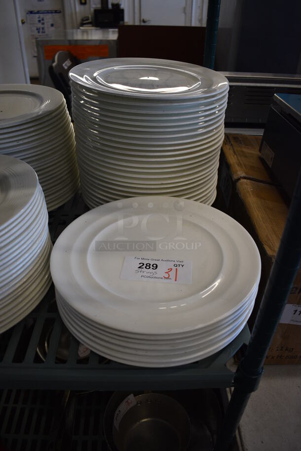 31 White Ceramic Plates. 12.5x12.5x1. 31 Times Your Bid!