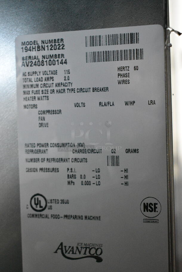 BRAND NEW SCRATCH AND DENT! 2024 Avantco 194HBN12022 22" Wide Hotel Ice Dispenser 120 lb. Capacity. 115 Volts, 1 Phase.  - Image 9 of 9