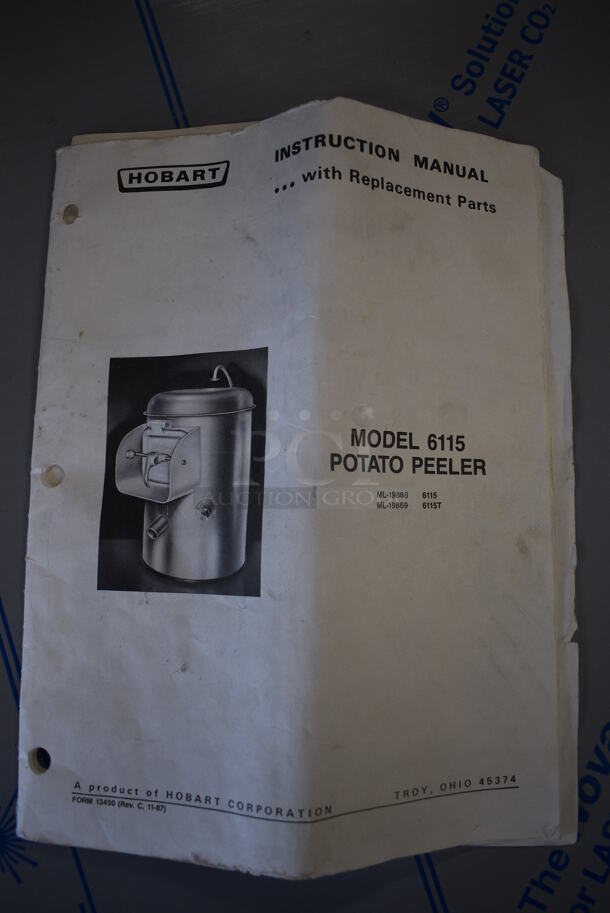 Hobart Model 6115 Stainless Steel Commercial Countertop Potato Peeler on Black Metal Stand w/ Commercial Casters. 115 Volts, 1 Phase. Unit Has Only Been Used One Time! 19x19x60. Tested and Working! - Image 6 of 10